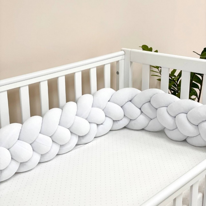 Protectie laterala patut bebe tripla alba